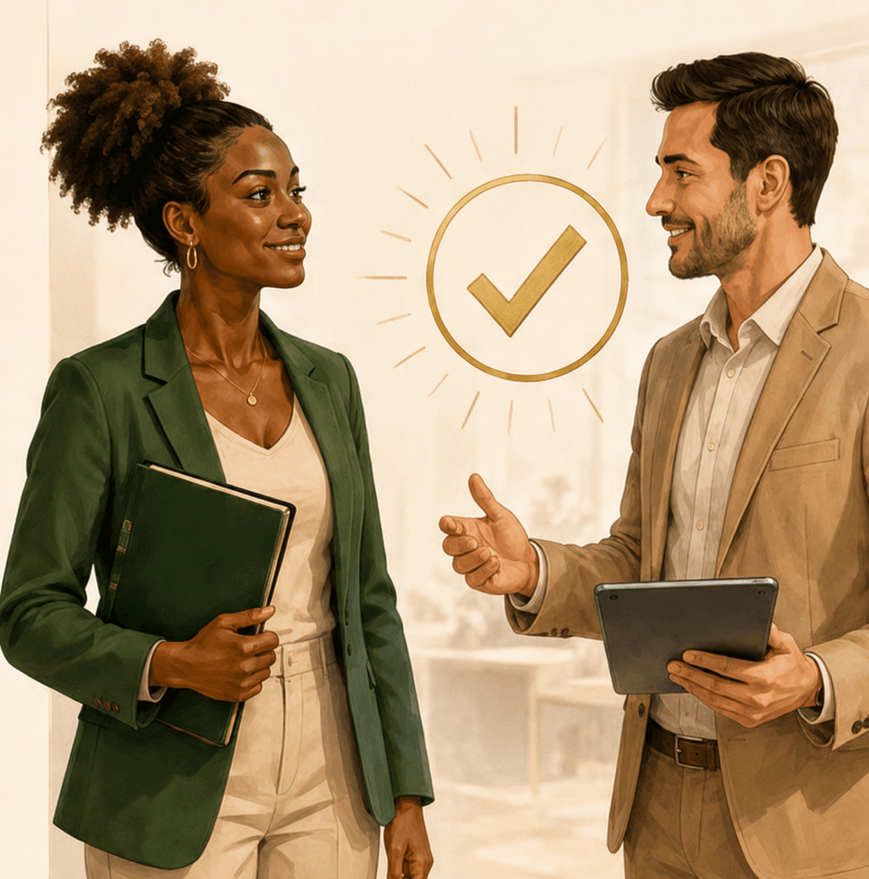 Échange entre une porteuse de projet et un conseiller avec validation du projet